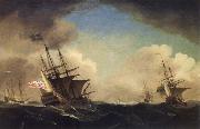 Monamy, Peter A squadron of English ships beating to windward in a gale Spain oil painting artist